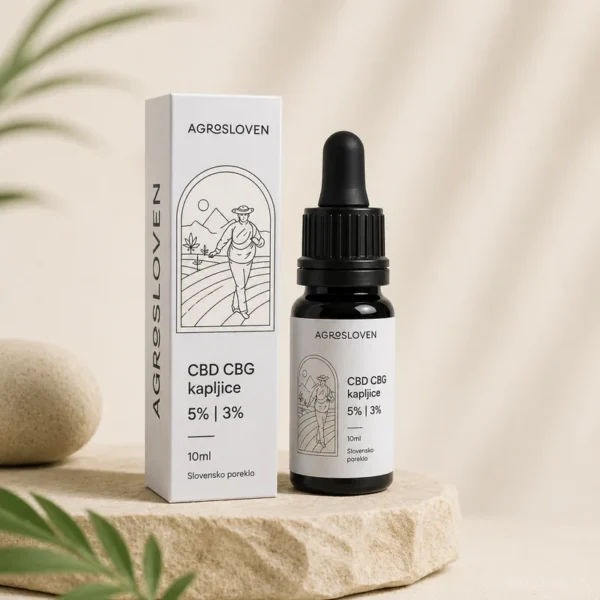 5 % CBD + 3 % CBG konopljine kapi, 10 ml – Agrosloven