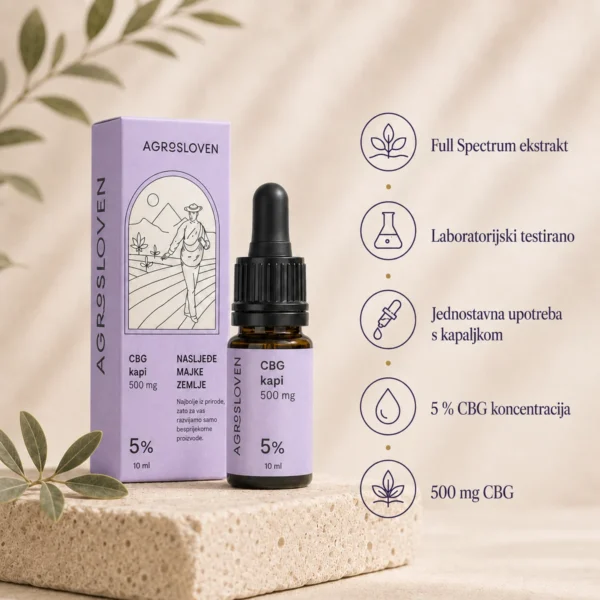 5 % CBG konopljine kapi, 500 mg, 10 ml – Agrosloven