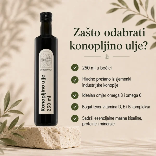 Konopljino ulje 250 ml – sastav i svojstva proizvoda